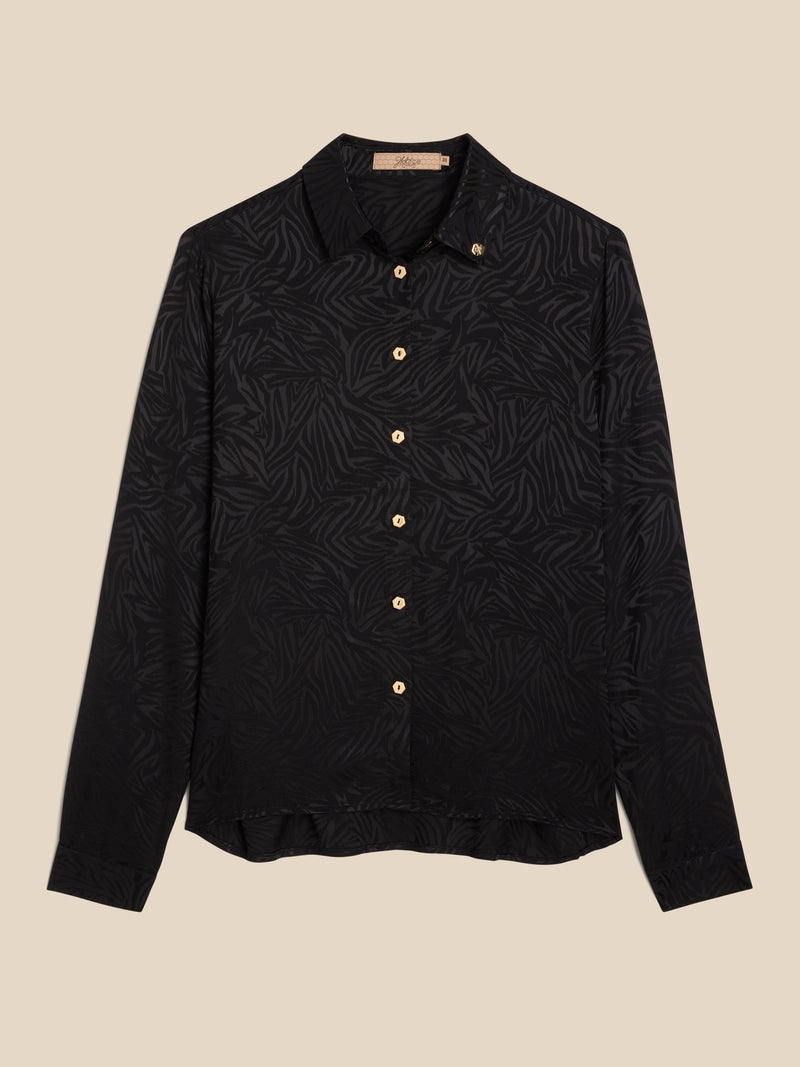 The Jacquard Bossy Blouse -Black